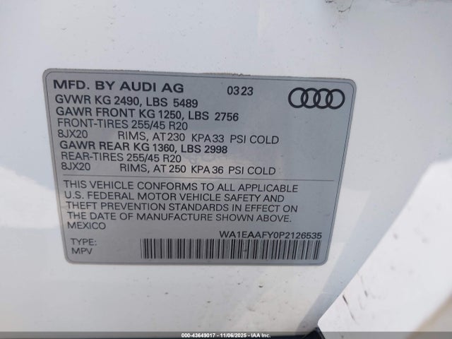 2023 AUDI Q5 WA1EAAFY0P2126535 Photo 8