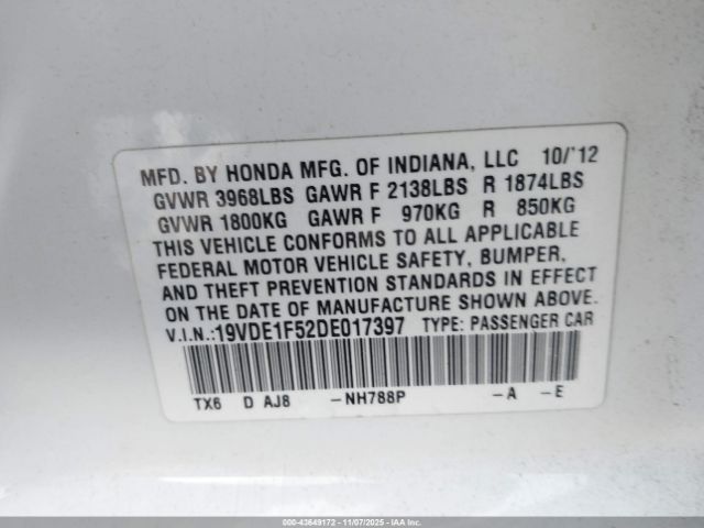 2013 ACURA ILX 19VDE1F52DE017397 Photo 8