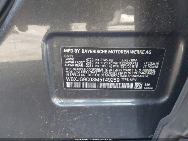 2021 BMW X1 WBXJG9C03M5T49259 Photo 8