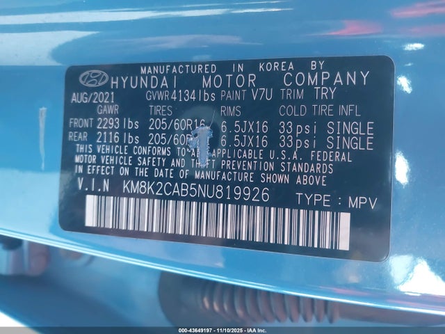 2022 HYUNDAI KONA KM8K2CAB5NU819926 Photo 8