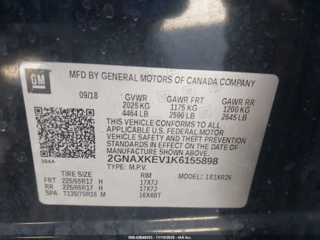2019 CHEVROLET EQUINOX 2GNAXKEV1K6155898 Photo 8