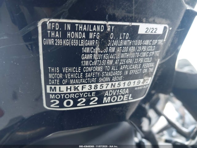 MLHKF3857N5101942 Honda Adv150 A