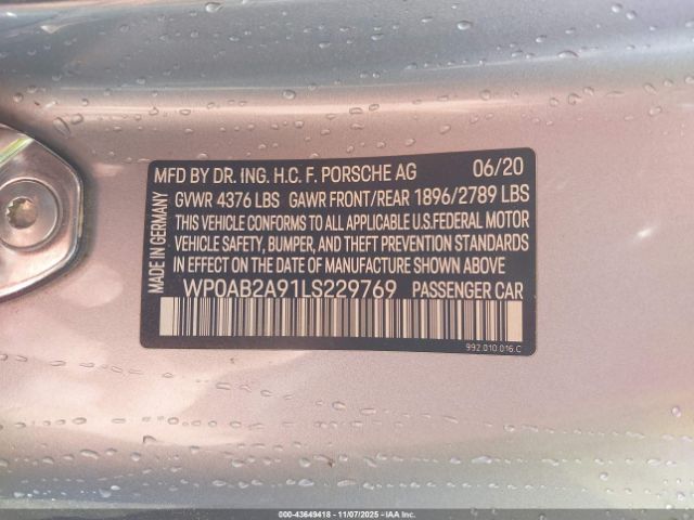 2020 PORSCHE 911 WP0AB2A91LS229769 Photo 8