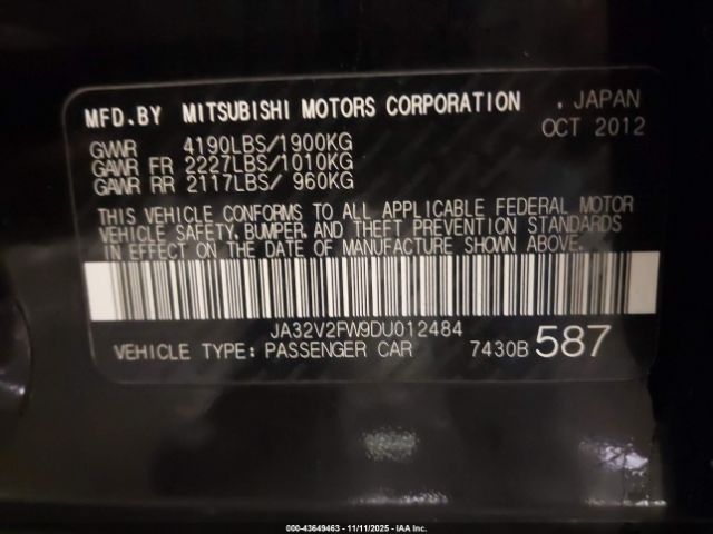 2013 MITSUBISHI LANCER JA32V2FW9DU012484 Photo 8