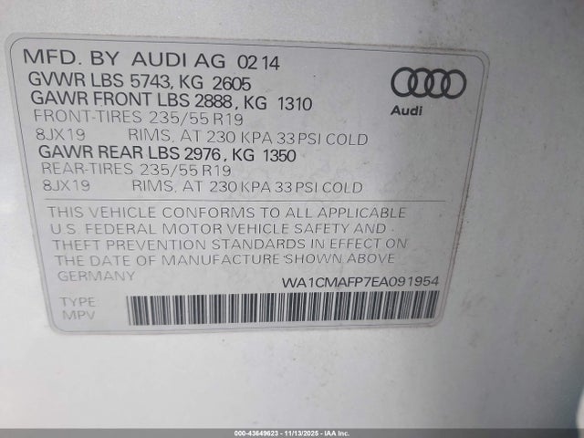 2014 AUDI Q5 WA1CMAFP7EA091954 Photo 8