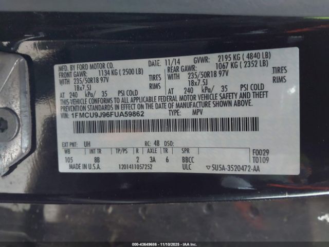 2015 FORD ESCAPE 1FMCU9J96FUA59862 Photo 8