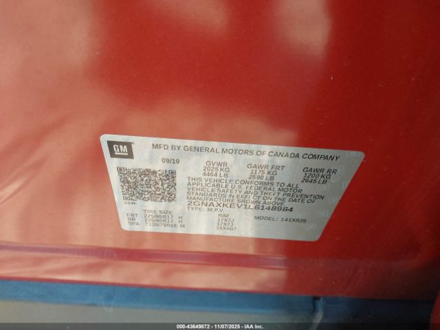 2020 CHEVROLET EQUINOX 2GNAXKEV1L6148984 Photo 8