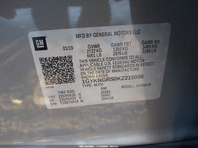 2019 CADILLAC XT5 1GYKNGRS0KZ215006 Photo 8