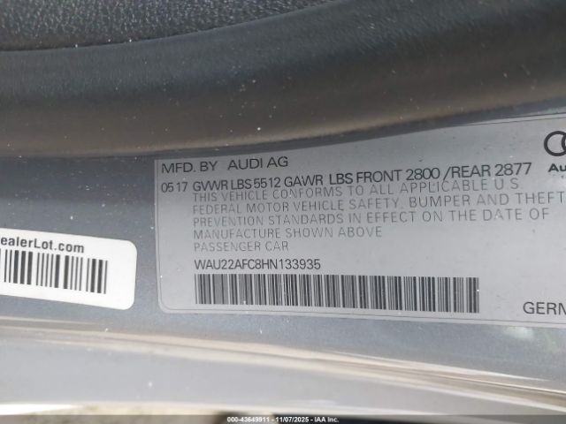 2017 AUDI A7 WAU22AFC8HN133935 Photo 8