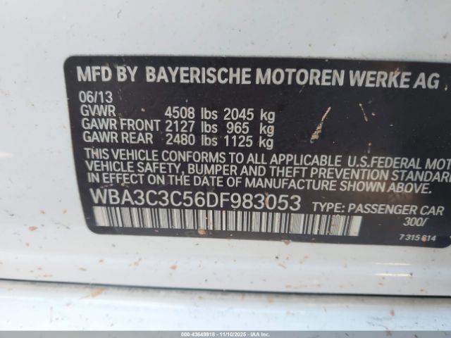 2013 BMW 320I WBA3C3C56DF983053 Photo 8