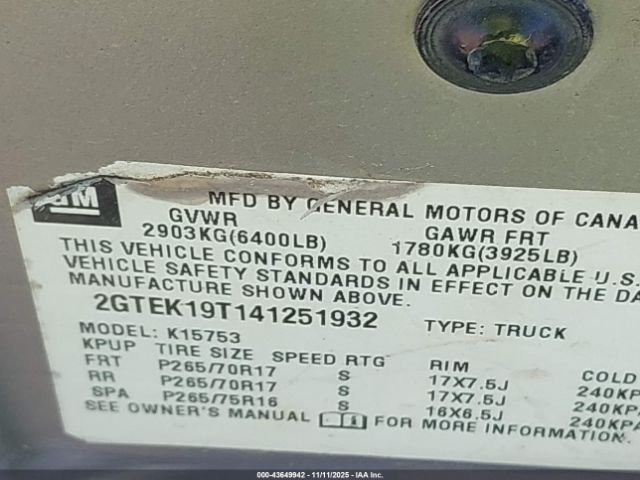 2004 GMC SIERRA 1500 2GTEK19T141251932 Photo 8