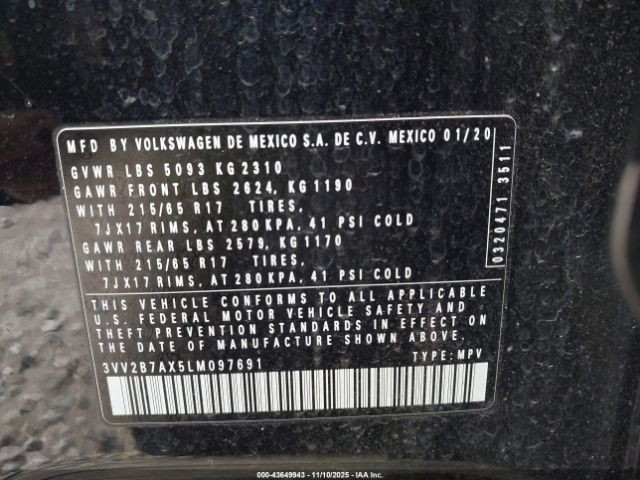 2020 VOLKSWAGEN TIGUAN 3VV2B7AX5LM097691 Photo 8