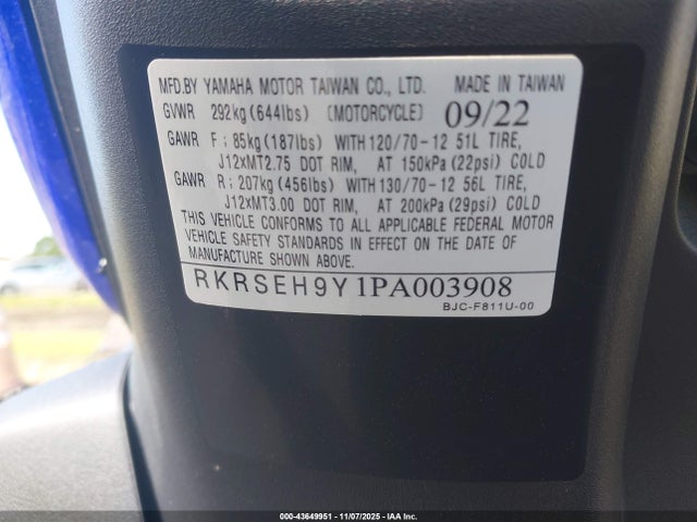 Aukcja sprzedaży 2023 Yamaha Yw125, vin: RKRSEH9Y1PA003908, numer aukcji: 43649951