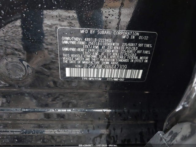 2022 SUBARU FORESTER JF2SKAMC3NH442309 Photo 8