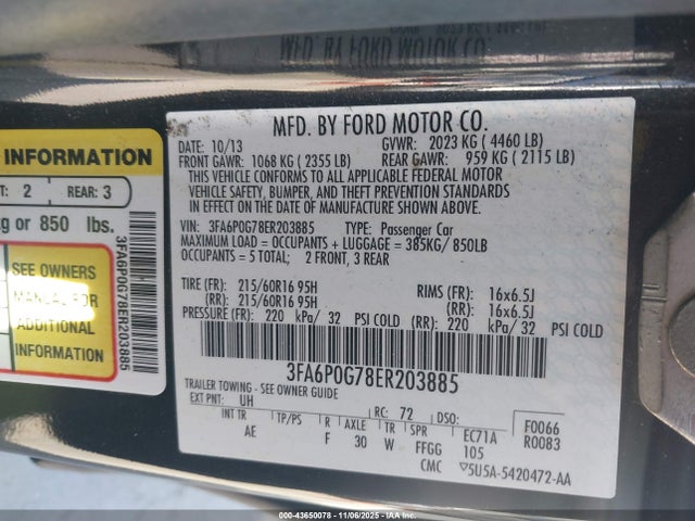 2014 FORD FUSION 3FA6P0G78ER203885 Photo 8