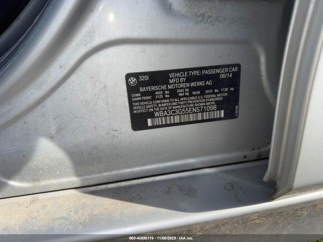 2014 BMW 320I WBA3C3G55ENS71098 Photo 8
