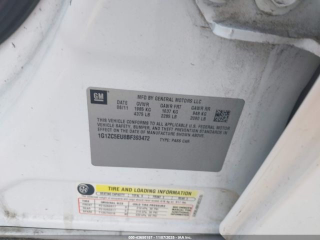 2011 CHEVROLET MALIBU 1G1ZC5EU8BF393472 Photo 8