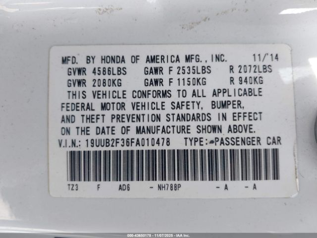 2015 ACURA TLX 19UUB2F36FA010478 Photo 8