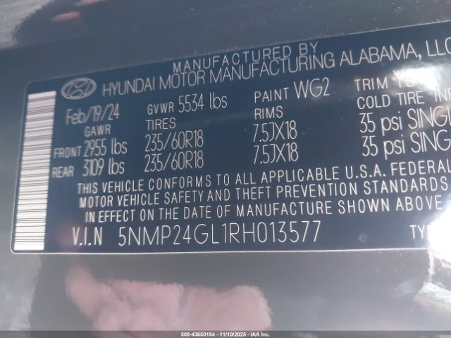 2024 HYUNDAI SANTA FE 5NMP24GL1RH013577 Photo 8
