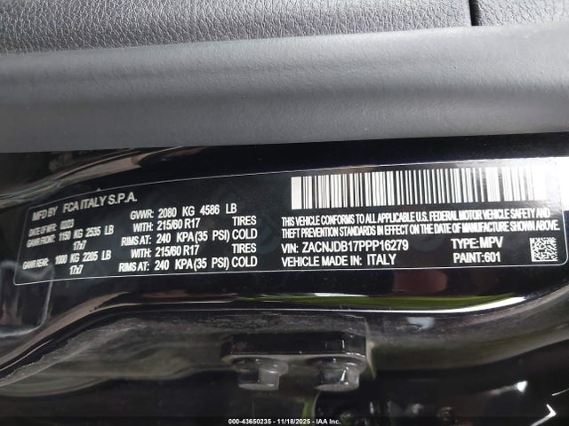 Aukcja sprzedaży 2023 Jeep Renegade Latitude 4x4, vin: ZACNJDB17PPP16279, numer aukcji: 43650235