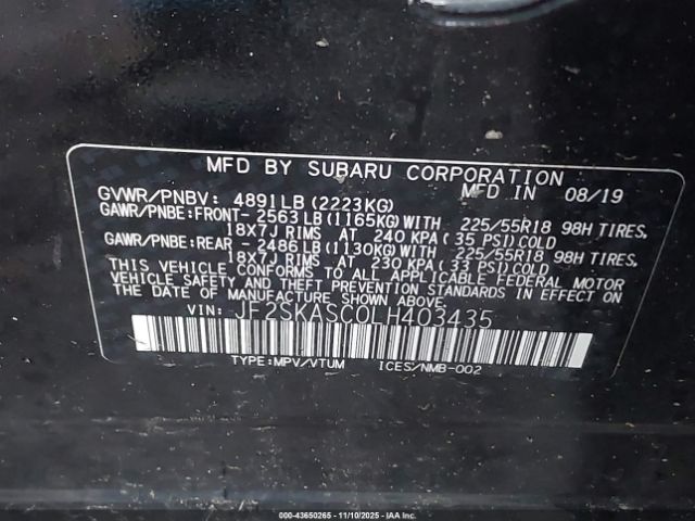 2020 SUBARU FORESTER JF2SKASC0LH403435 Photo 8