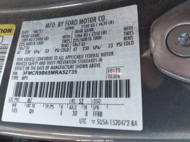 2021 FORD BRONCO SPORT 3FMCR9B65MRA52735 Photo 8