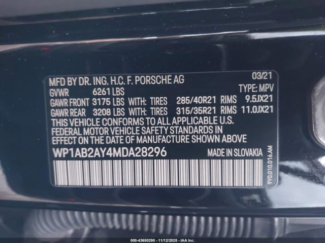 2021 PORSCHE CAYENNE WP1AB2AY4MDA28296 Photo 8