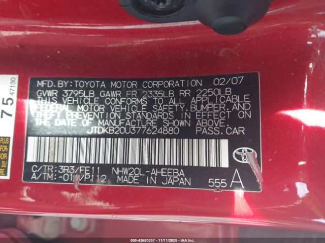 2007 TOYOTA PRIUS JTDKB20U377624880 Photo 8