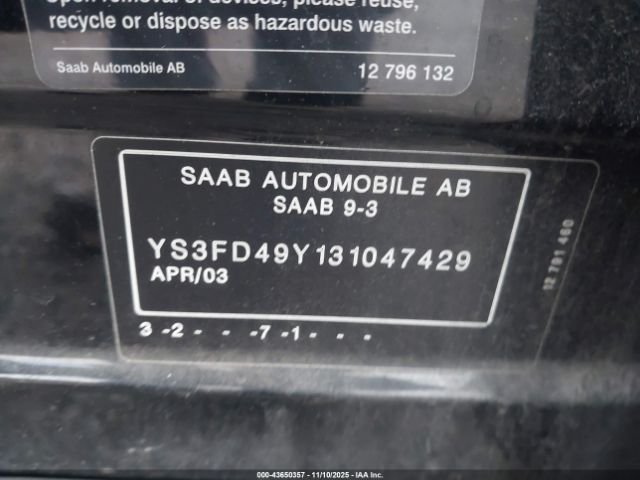2003 SAAB 9-3 YS3FD49Y131047429 Photo 8