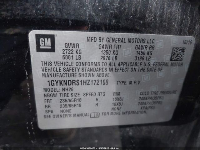 2017 CADILLAC XT5 1GYKNDRS1HZ172108 Photo 8