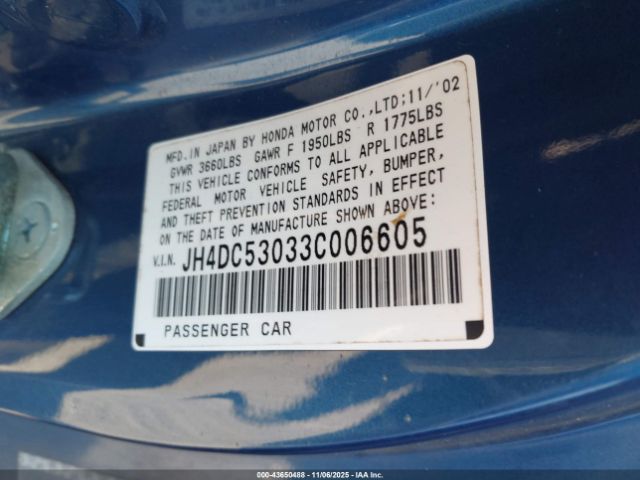 2003 ACURA RSX JH4DC53033C006605 Photo 8