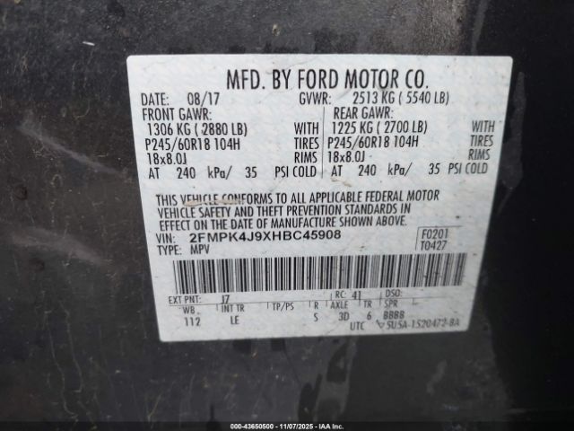 2017 FORD EDGE 2FMPK4J9XHBC45908 Photo 8