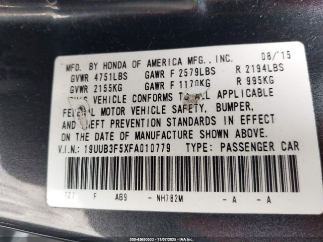 2015 ACURA TLX 19UUB3F5XFA010779 Photo 8