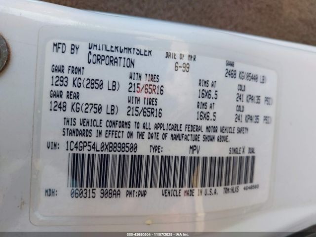 1999 CHRYSLER TOWN & COUNTRY 1C4GP54L0XB898500 Photo 8