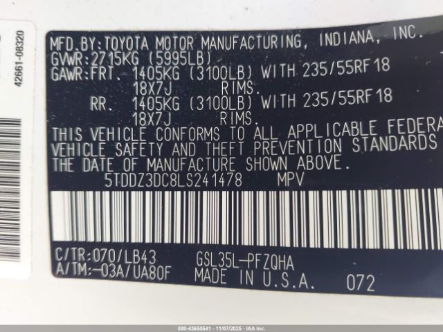 2020 TOYOTA SIENNA 5TDDZ3DC8LS241478 Photo 8