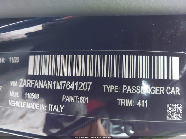 2021 ALFA ROMEO GIULIA ZARFANAN1M7641207 Photo 8