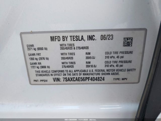 2023 TESLA MODEL X 7SAXCAE56PF404824 Photo 8