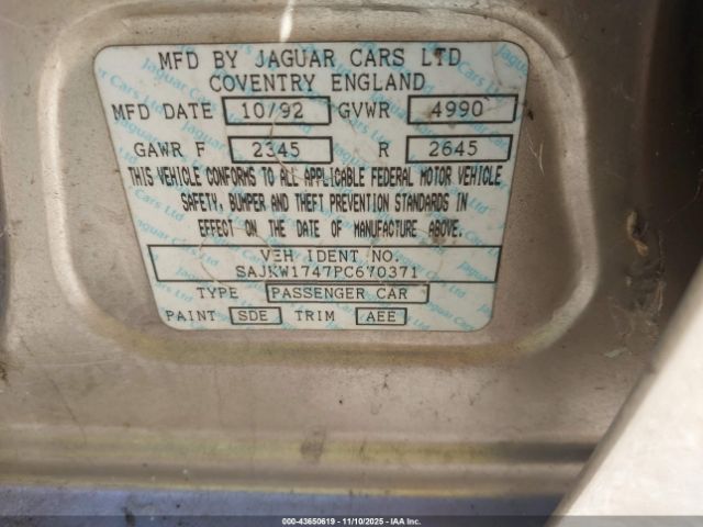 1993 JAGUAR XJ6 SAJKW1747PC670371 Photo 8