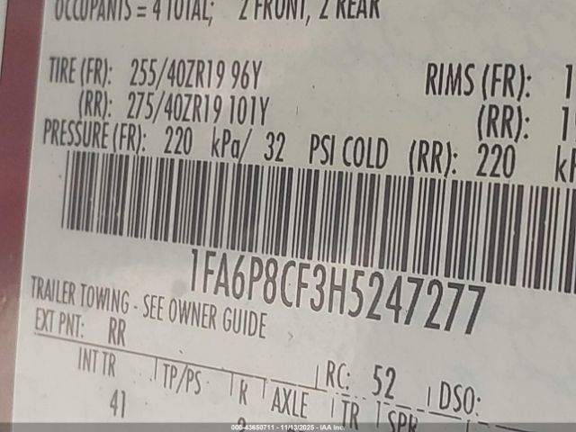 2017 FORD MUSTANG 1FA6P8CF3H5247277 Photo 8