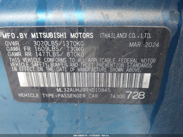 2024 MITSUBISHI MIRAGE ML32AUHJ9RH010845 Photo 8