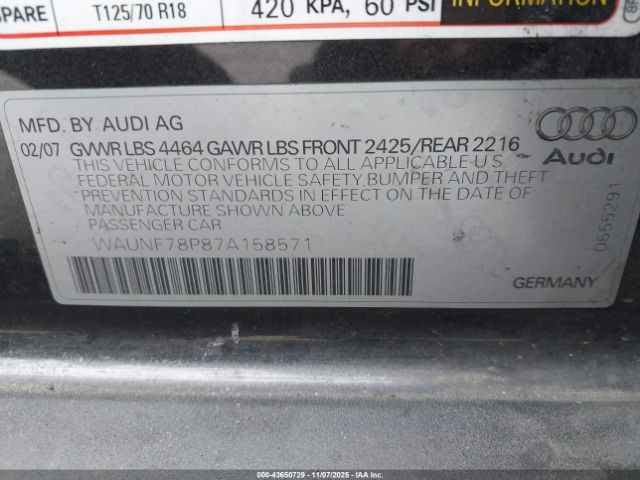 2007 AUDI A3 WAUNF78P87A158571 Photo 8