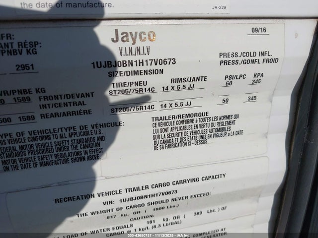 1UJBJ0BN1H17V0673 Jayco Jayflight