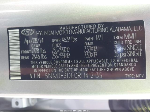 2024 HYUNDAI TUCSON 5NMJF3DE0RH412135 Photo 8