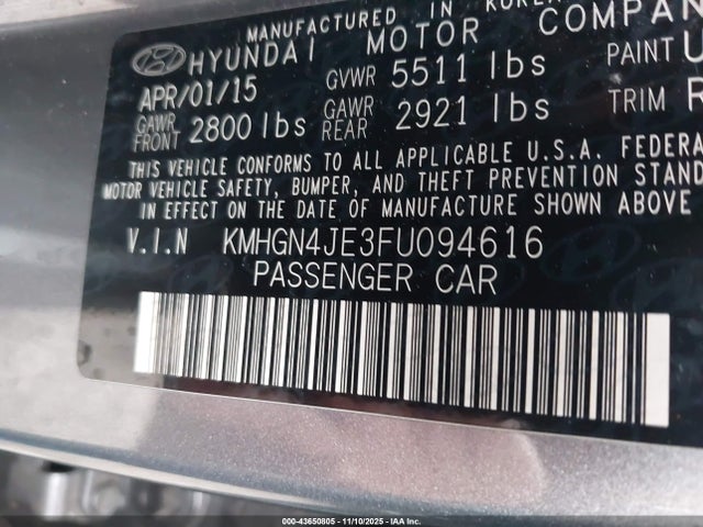 KMHGN4JE3FU094616 Hyundai Genesis 3.8