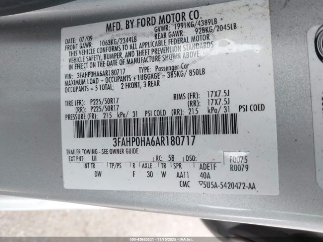 2010 FORD FUSION 3FAHP0HA6AR180717 Photo 8