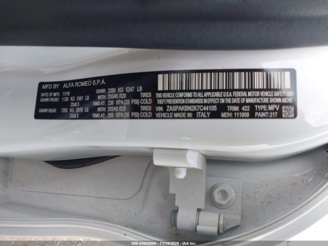 2019 ALFA ROMEO STELVIO ZASPAKBN2K7C44105 Photo 8