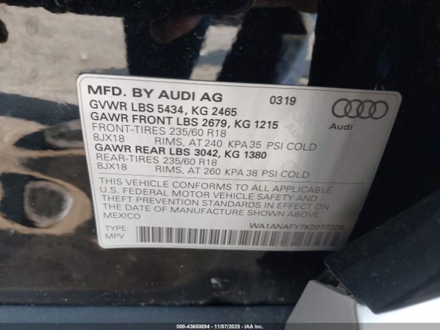 2019 AUDI Q5 WA1ANAFY7K2077328 Photo 8