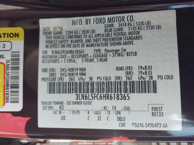 2017 LINCOLN MKZ 3LN6L5FC6HR618365 Photo 8