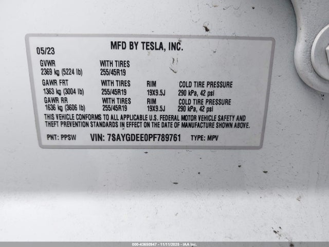 2023 TESLA MODEL Y 7SAYGDEE0PF789761 Photo 8