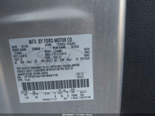 2006 FORD F-150 1FTPW14V16FB40119 Photo 8